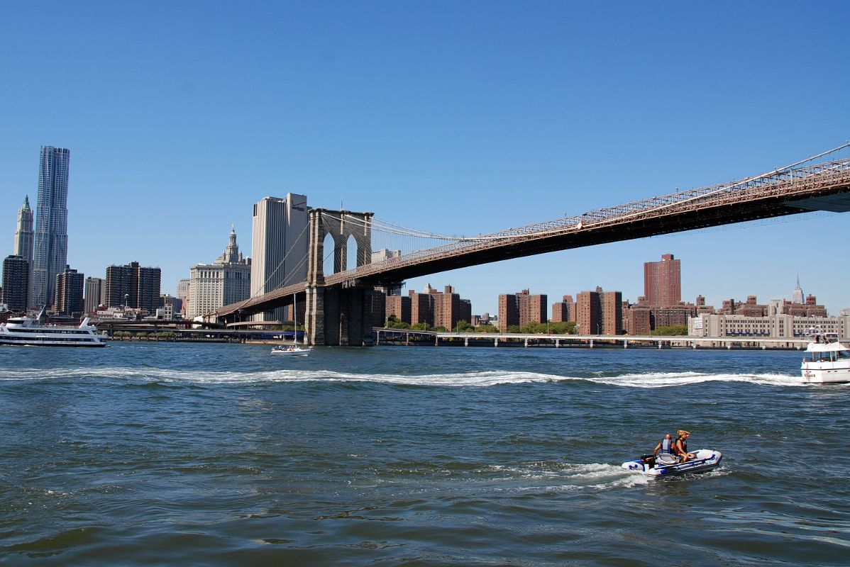 16 New York Brooklyn Bridge With Woolworth Building, Gehry New York, Manhattan Municipal Building, Empire State Building From Brooklyn Heights